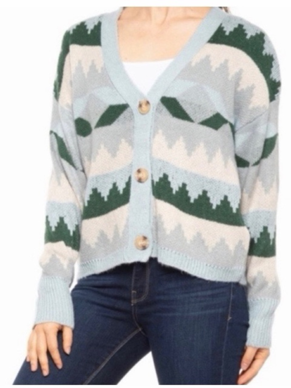 C&C California Katie Jacquard Knit Cardigan Sweater